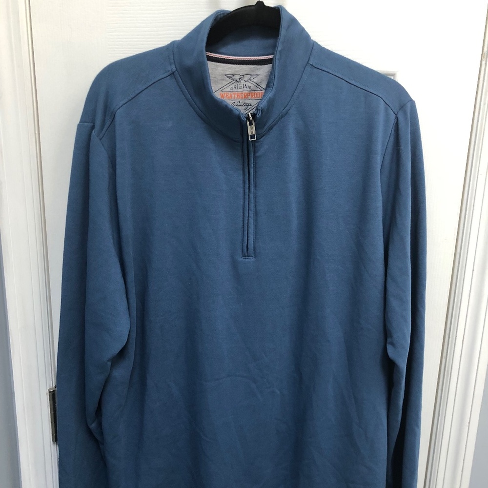 Men’s weatherproof partial zip sweatshirt blue Large 1/4 zip
